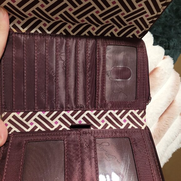 Vera Bradley Ultimate Wallet Quilted Wine Tri-fold - Picture 3 of 6